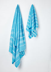 small blue stripy hammam tea towel