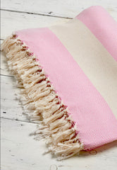 pink herringbone woven throw