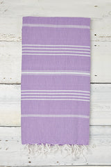 light purple hammam towel with stripes