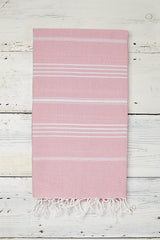 light pink hammam towel with tassels