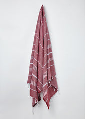 Hanging Sorbet Hammam Towel in Blackcurrant Red