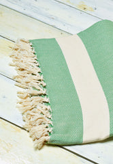 pistachio green cotton throw herringbone weave