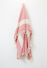 pink woven throw