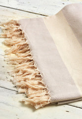 neutral beige cotton throw with herringbone weave