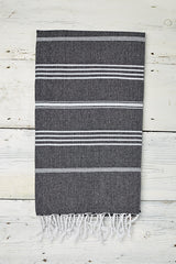 monochrome hammam towel with stripes
