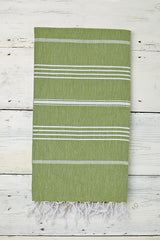 pistachio green hammam towel with tassels