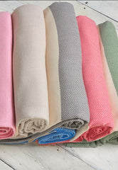 cotton turkish throws in pink beige grey and green