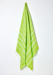 bright green peshtemal towel with stripes