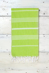 lime green hammam towel with stripes